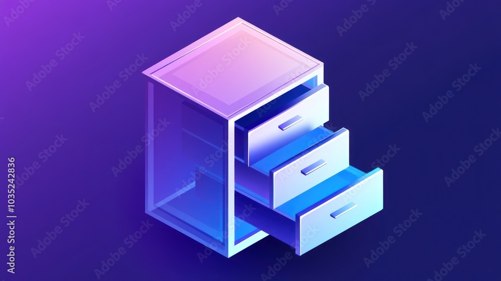 Isometric Drawer with Gradient Colors Isometric Drawer with Gradient Colors
