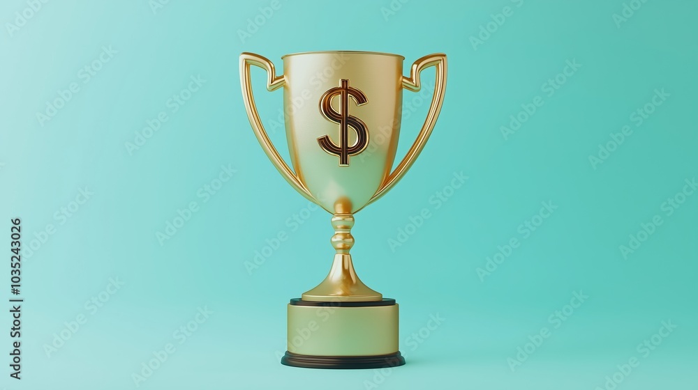 Trophy with a dollar sign, representing financial victory and wealth. Trophy with a dollar sign, representing financial victory and wealth.