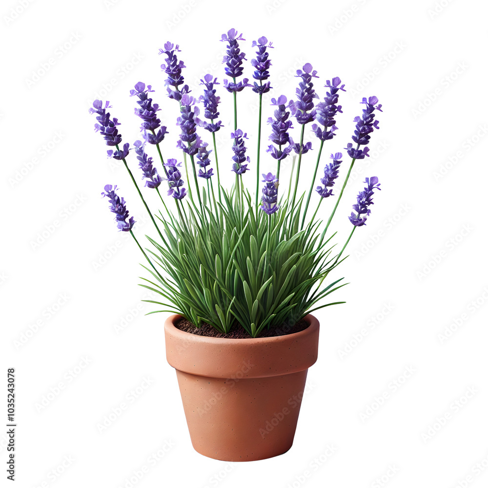 Vibrant lavender plant in terracotta pot enhancing indoor spaces with natural beauty Vibrant lavender plant in terracotta pot enhancing indoor spaces with natural beauty