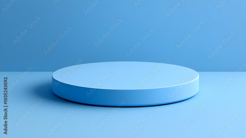 Simple Blue Circle Platform on Blue Background - Minimalist Design Concept Simple Blue Circle Platform on Blue Background - Minimalist Design Concept