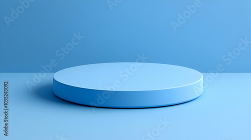 Simple Blue Circle Platform on Blue Background - Minimalist Design Concept