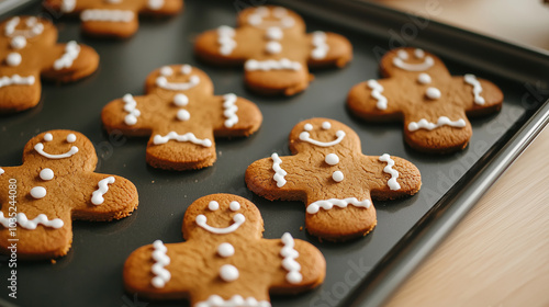 Homemade Gingerbread Men Cookies on a Baking Sheet