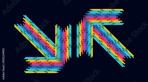 Bright colored arrows in the form of LGBT smudges. colorful abstraction of liquid rainbow spots, LGBT colors on black background in the form of bright colored dripping drops