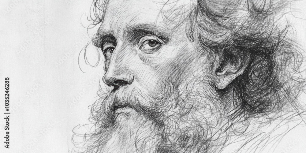 Pencil sketch of a man's face. Pencil sketch of a man's face.