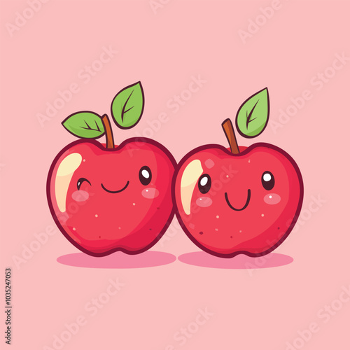 Flat Apple Fruit Vector Graphic for Natural Food Branding