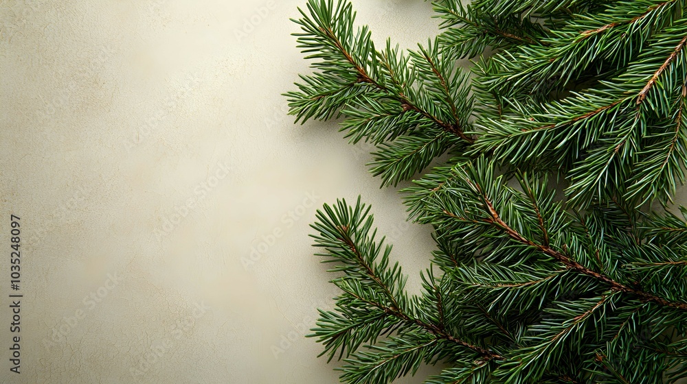 Geometric Design of Pine Branches on Beige Background Geometric Design of Pine Branches on Beige Background