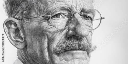 A detailed pencil drawing of a man's face.