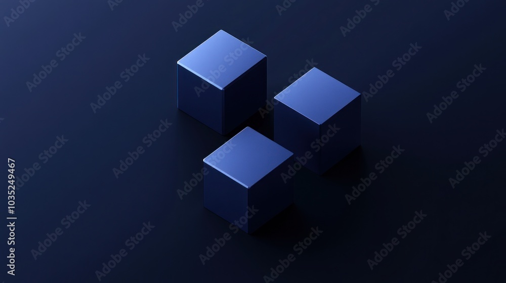 Three Blue Cubes on a Dark Background Three Blue Cubes on a Dark Background