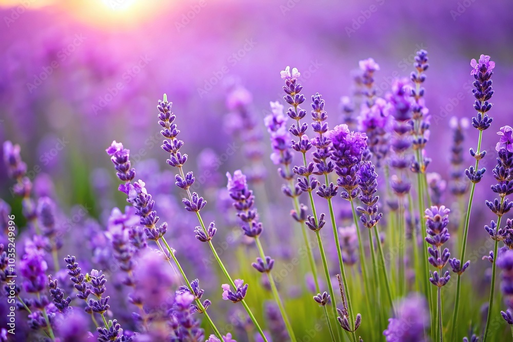 Naklejka premium A field of lavender flowers swaying gently in the breeze, countryside, fields, scenery