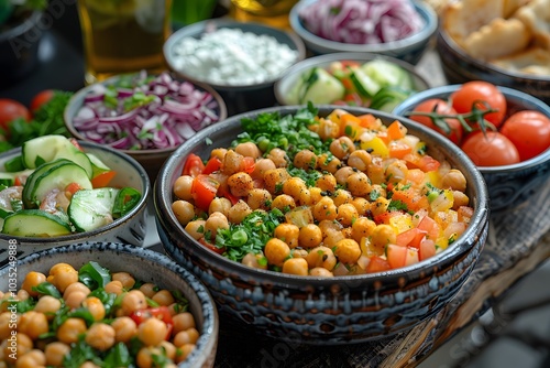 Healthy Mediterranean Chickpea Salad with Fresh Vegetables for Culinary Inspiration