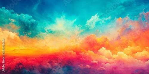 Abstract Orange Cyan Pink Gradient Background with Colorful Noise for Summer Banner Design