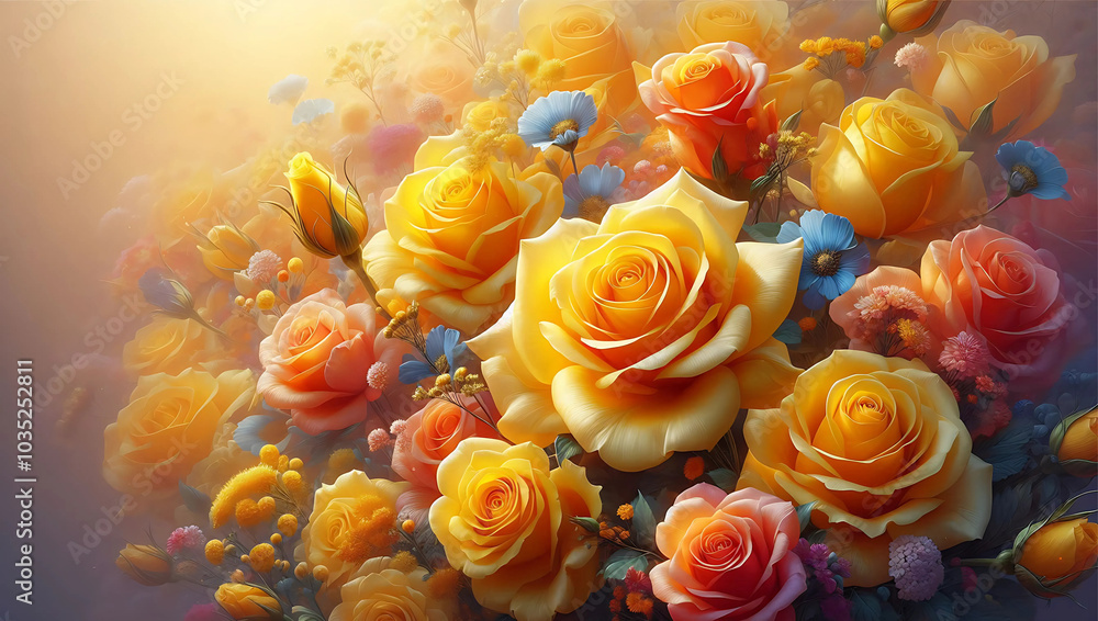 Yellow and Orange Roses with Vibrant Floral Arrangement Yellow and Orange Roses with Vibrant Floral Arrangement