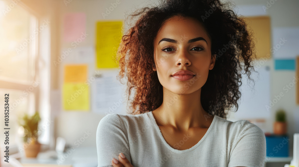 A business person in casual attire, standing confidently in a bright office, ready for a creative brainstorming session A business person in casual attire, standing confidently in a bright office, ready for a creative brainstorming session