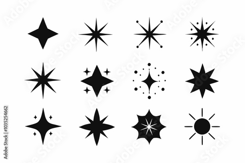 Sparkle star icon set, sparkles icon vector bundle, set of star sparkles icons