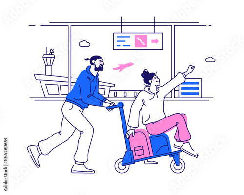 Man and a woman go on vacation