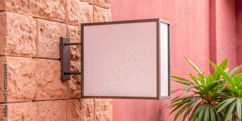 Wallpaper Mural White blank sign as a mockup hanging from the side of an elegant and sophisticated office building Torontodigital.ca