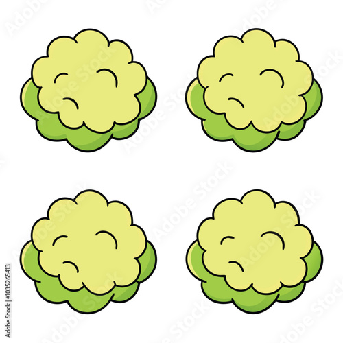 Cauliflower isolated on white background. flat style