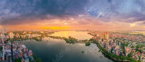 Wallpaper Mural Aerial view of Tran Quoc pagoda, the oldest temple in Hanoi, Vietnam. Torontodigital.ca