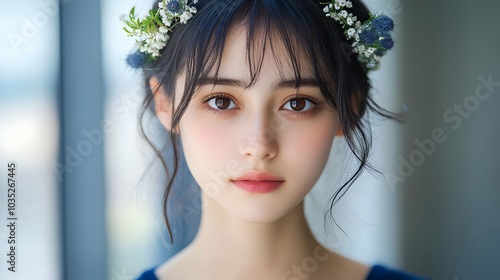 Beautiful Woman With Flower...