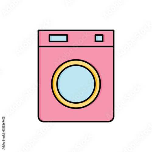 flat design washing machine vector icon