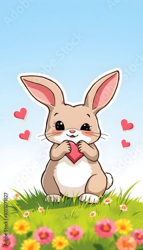 Bunny love isolated with white highlights, png