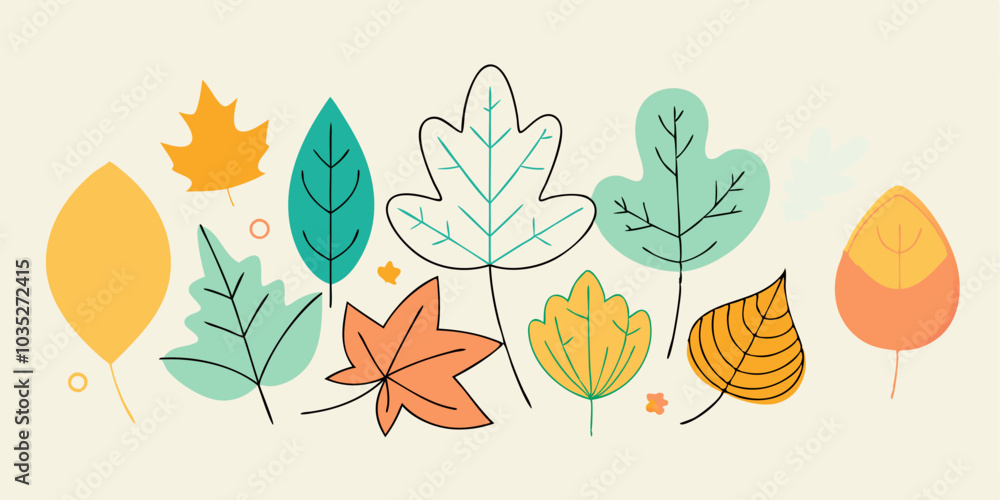 A collection of autumn leaves in various shapes and colors, perfect for adding a touch of nature to your designs. These illustrations are ideal for creating fall-themed projects. A collection of autumn leaves in various shapes and colors, perfect for adding a touch of nature to your designs. These illustrations are ideal for creating fall-themed projects.