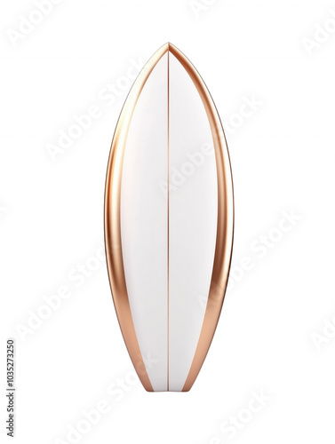 Stylish surfboard with a sleek design, perfect for beach enthusiasts, isolated on a white background.