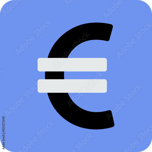 Abstract colorful flat icon design for euro currency mobile application - UI  design