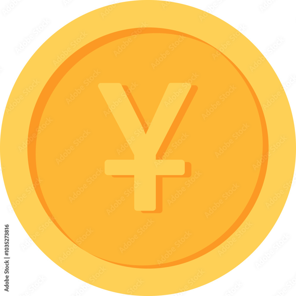 Yuan Chinese Gold currency coin flat icon design illustrations Yuan Chinese Gold currency coin flat icon design illustrations