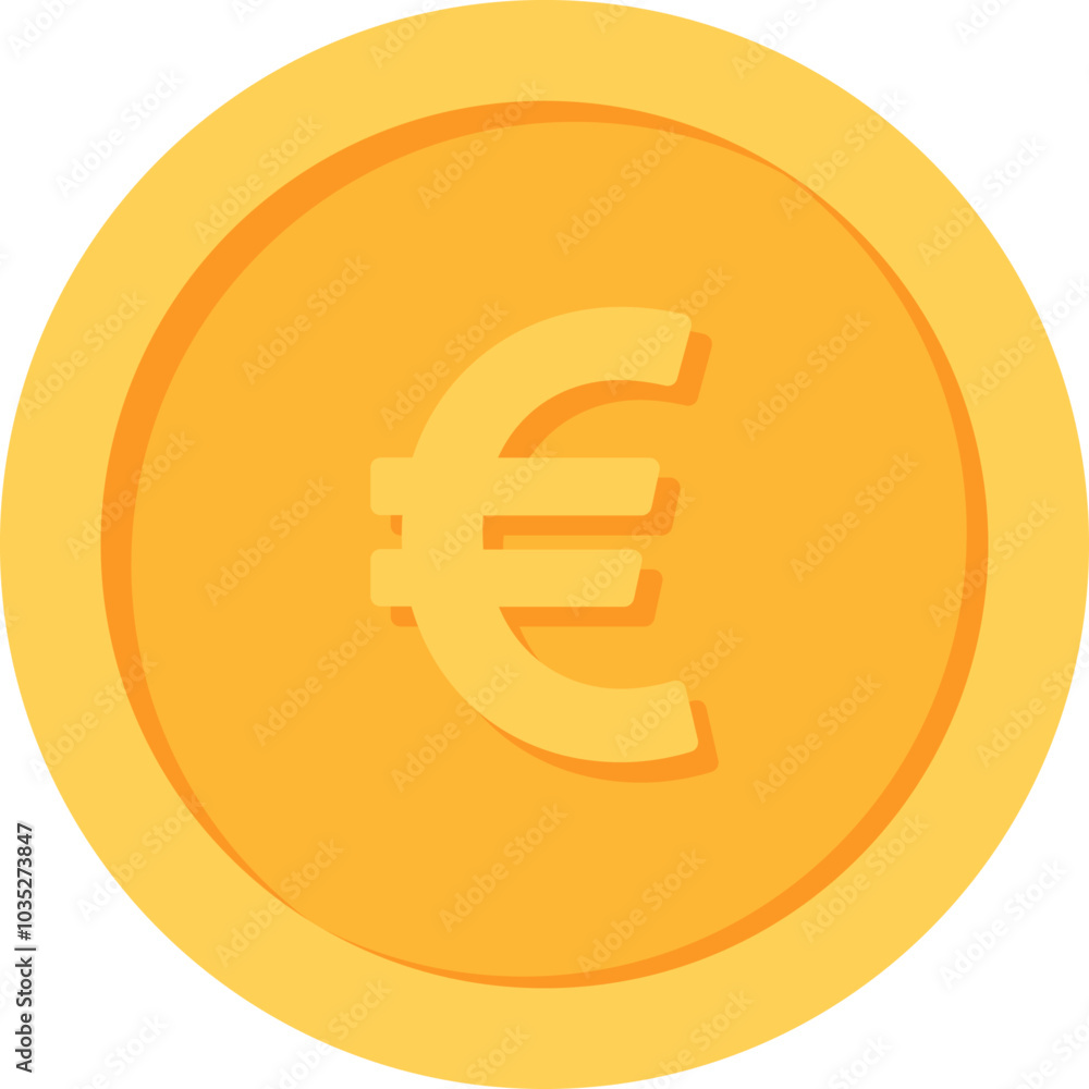 European Euro Gold currency coin flat icon design illustrations European Euro Gold currency coin flat icon design illustrations
