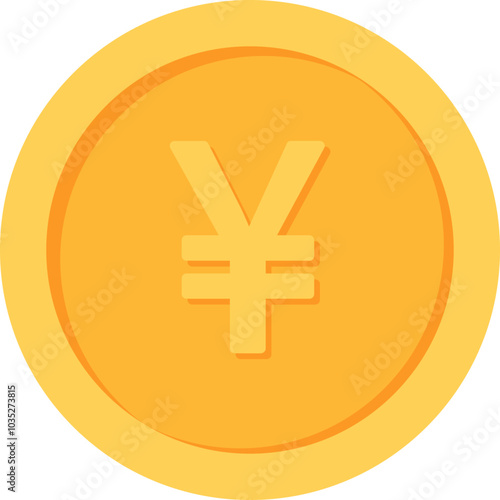 Japanese Yen Gold currency coin flat icon design illustrations 