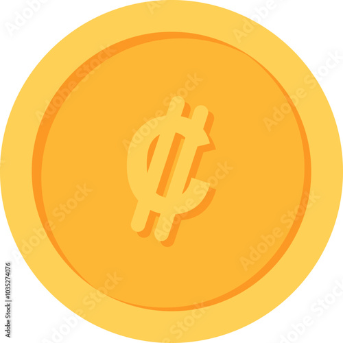 Costa Rican Colon Gold currency coin flat icon design illustrations 