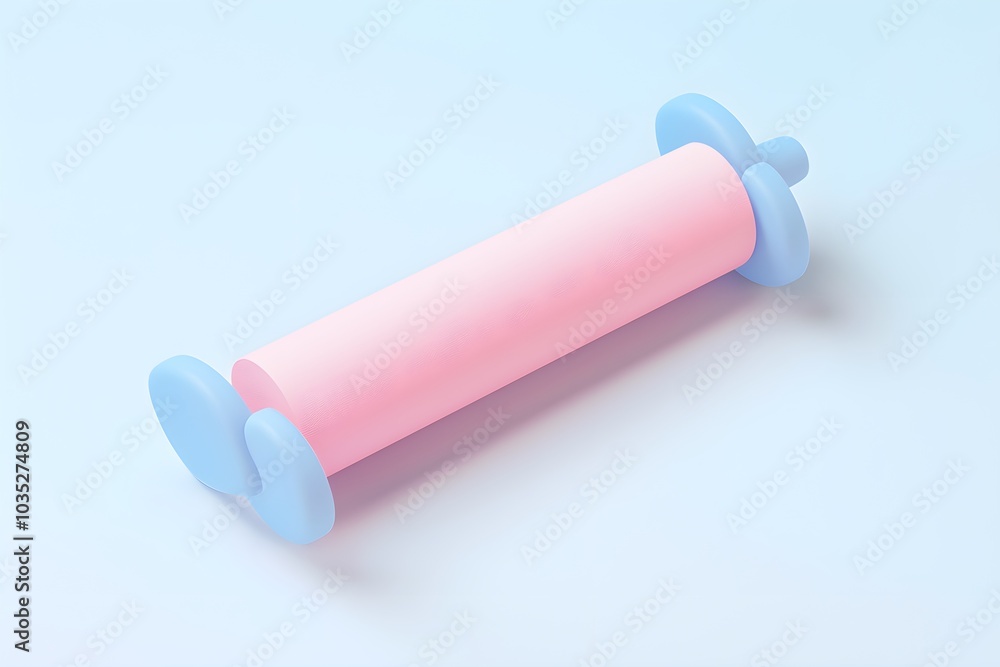 Rolling pin with simple lines and pastel colors, isometric view, perfect for a cute and minimalistic baking sticker sheet design Rolling pin with simple lines and pastel colors, isometric view, perfect for a cute and minimalistic baking sticker sheet design