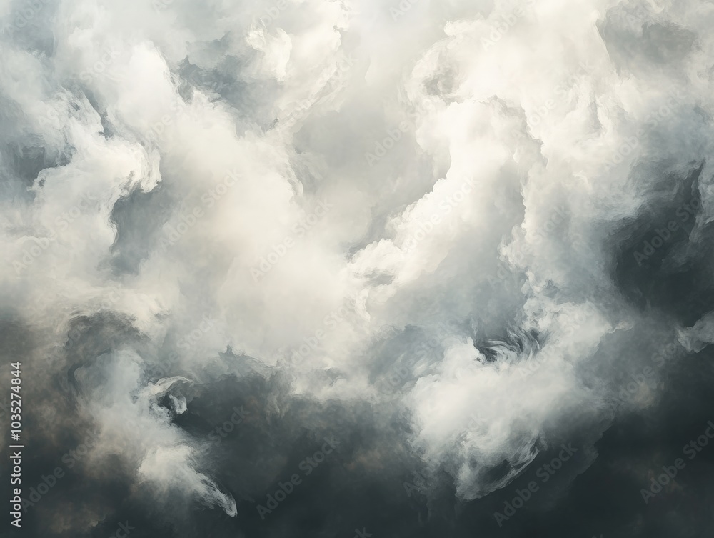 Obraz premium Smoke Brush. Abstract Sky and Cloud Formation in a Dark Stormy Weather