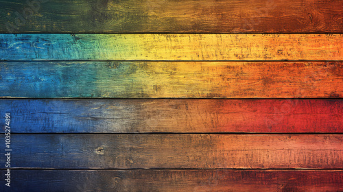 Wallpaper Mural Multicolored boards, rainbow fence. Design template banner for backgrounds, backdrops and wallpapers. Beautiful rustic wood with space for text Torontodigital.ca