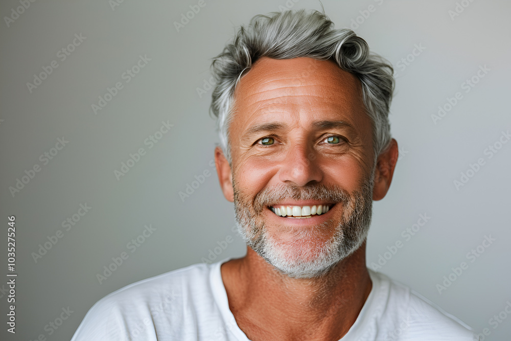 Mature man with grey hair on light background Mature man with grey hair on light background