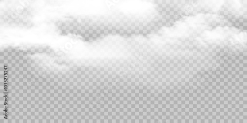 Grey realistic border of fog, smog transparent special effect