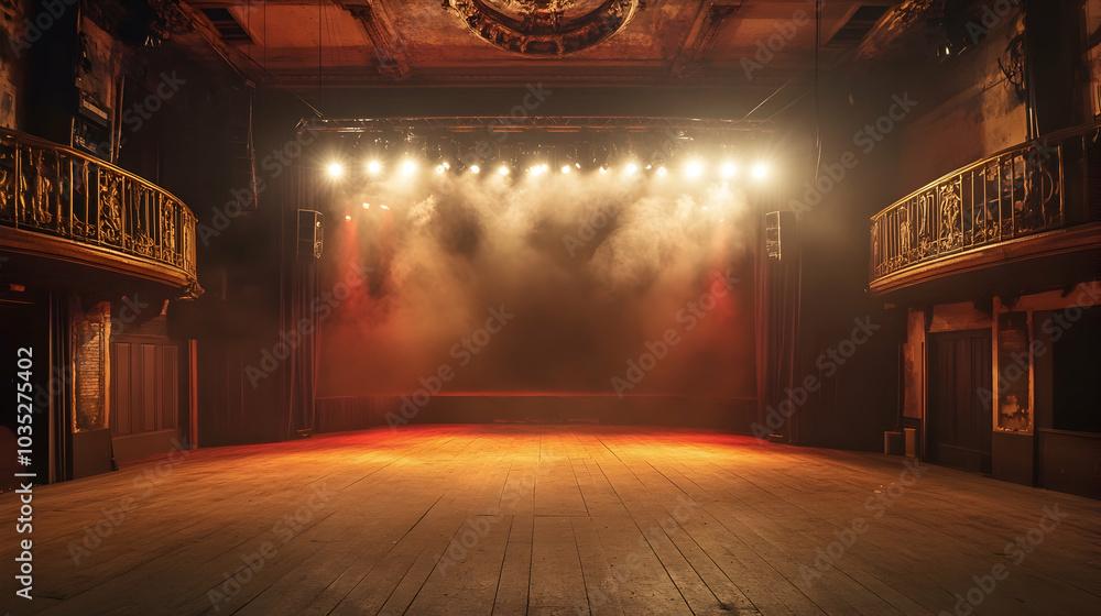 Fototapeta premium A stage with dramatic lighting ready for a performance - 