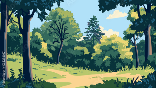 Autumn Serenity at Arboretum de la Vallee aux Loups- A Minimalist Illustration.eps