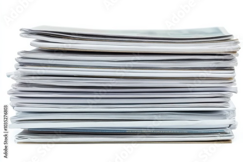 Stack Of Magazines. Close-up Of Journal And Tabloid Publications Background