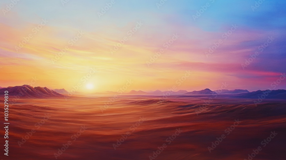 Desert Sunset with Distant Mountains Desert Sunset with Distant Mountains
