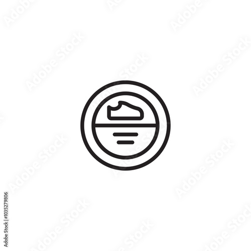 A circular logo with a shoe cleaning container. Circular logo with a shoe icon in the center. Editable icon.