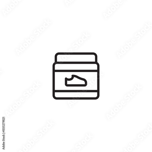 A line drawing of a shoe polish container. Rectangular shoe polish container with a lid. Editable icon.