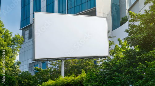 Wallpaper Mural Blank white advertising billboard in front of a modern office building  -   Torontodigital.ca