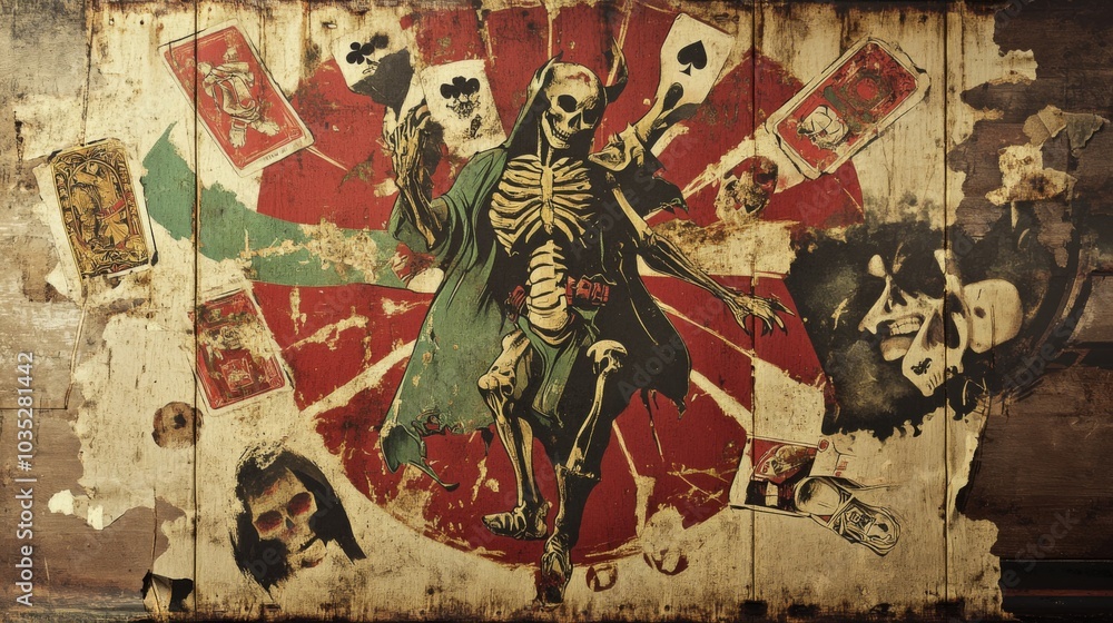 Fototapeta premium Vintage propagandastyle ads for Goblin Casino Guild with war imagery