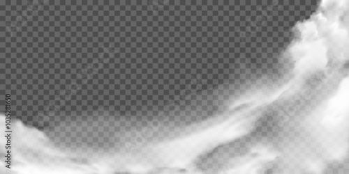 White realistic border of fog, smog transparent special effect