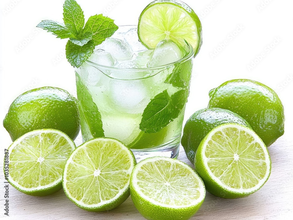 Refreshing Mojito Cocktail with Fresh Limes Refreshing Mojito Cocktail with Fresh Limes