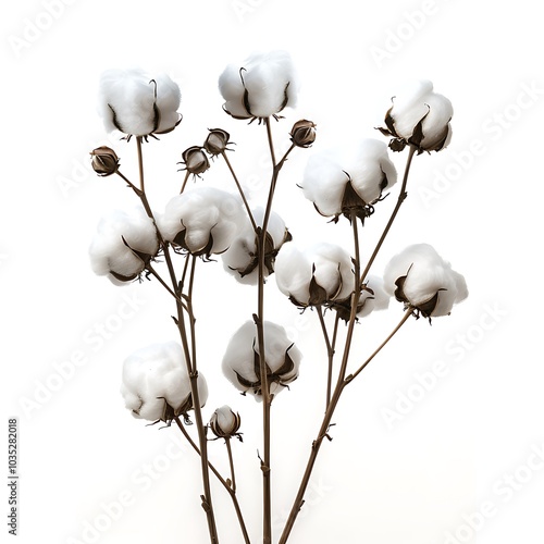 Fluffy cotton flowers isolated on white background.close up