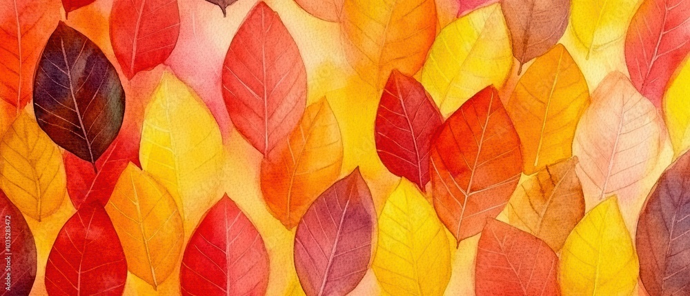 Obraz premium Colorful autumn leaves in vibrant shades of yellow, orange, and red create a striking background of natural beauty.