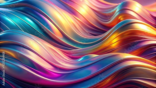 abstract wavy fluid with iridescent color